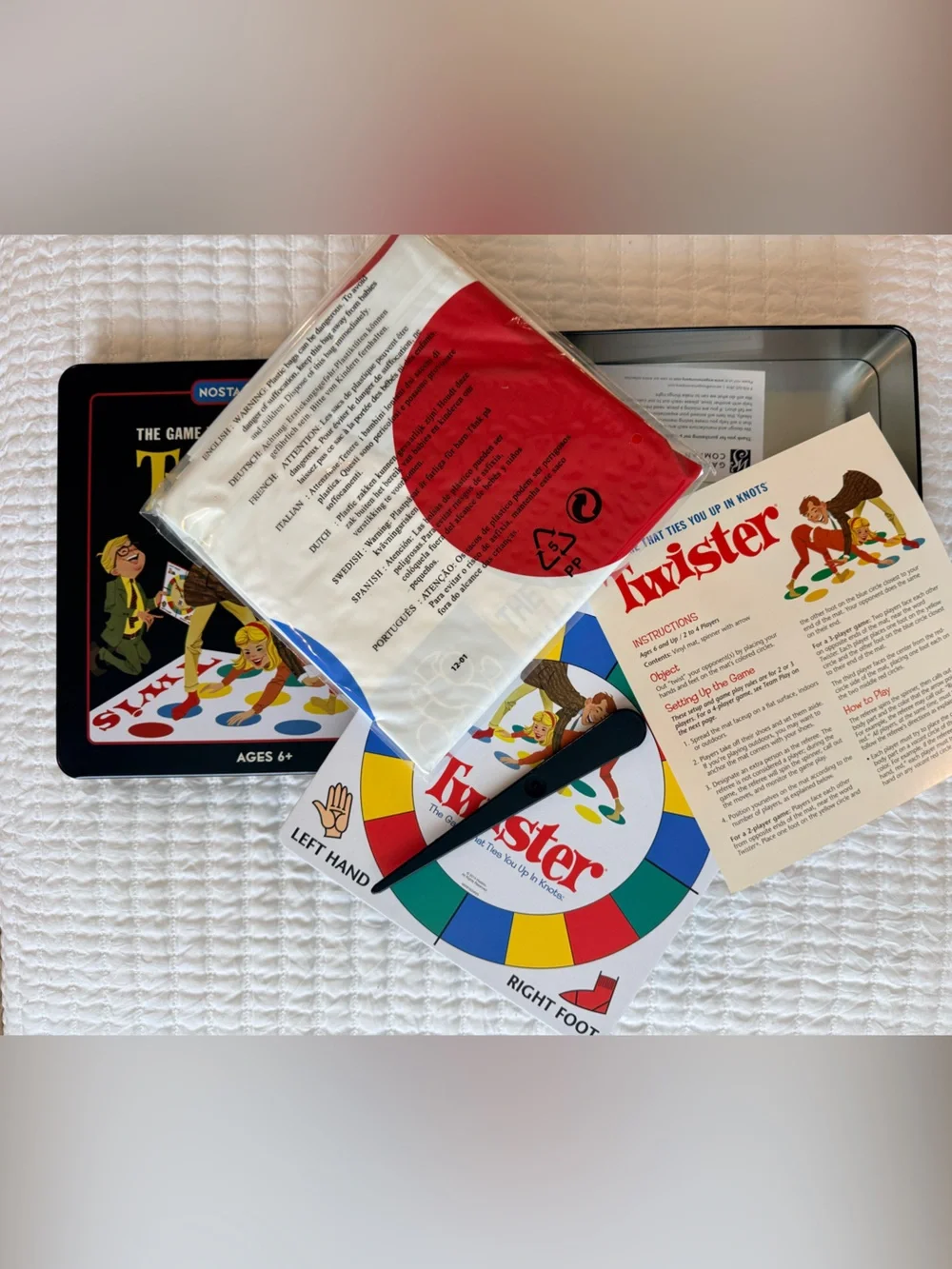 Twister Nostalgia Edition Board Game Vintage Style Tin- NEW/Dent in metal case